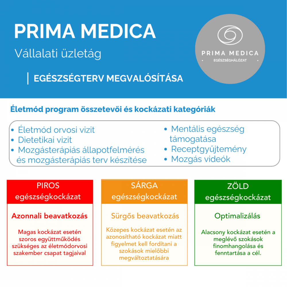 Prima Medica vállalati üzletág - Egészségterv megvalósítása